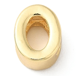 Letter O Rack Plating Brass Slide Charms, Cadmium Free & Lead Free, Real 18K Gold Plated, Letter, Letter O, 7.5x6x3.5mm, Hole: 1.4mm