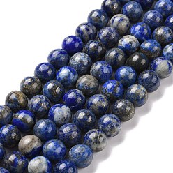 Lapis Lazuli Natural Lapis Lazuli Round Bead Strands, 8mm, Hole: 1mm, about 48pcs/strand, 15.5 inch