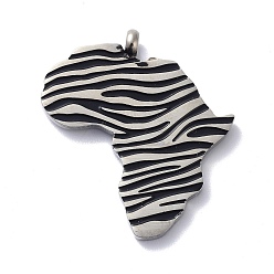 Stainless Steel Color Non-Tarnish 304 Stainless Steel Pendants, Africa Map, Stainless Steel Color, 28x26x2mm, Hole: 2mm