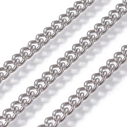Stainless Steel Color 201 Stainless Steel Curb Chains, Unwelded, Stainless Steel Color, 4x3x2mm