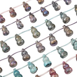 Каламин / гемиморфит Гальванизированные нити из натуральных бусин гемиморфита, Горлянка, верхняя решетка, 11.5~12x17.5~18 мм, отверстие : 1.2 мм, около 9 шт / нитка, 81.89'' (208 см)