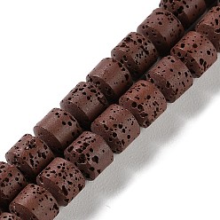 Кокосово-Коричневый Нити синтетических бусин, окрашенных в лавовый камень, баррель, кокосового коричневый, 6~7x6~7 мм, отверстие : 1 мм, около 53 шт / нитка, 15'' (38.1 см)