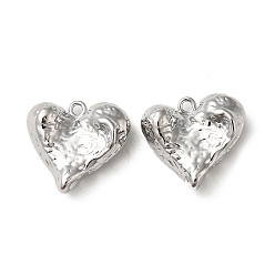 Real Platinum Plated Brass Pendants, Heart, Real Platinum Plated, 18x18.5x7mm, Hole: 1.5mm