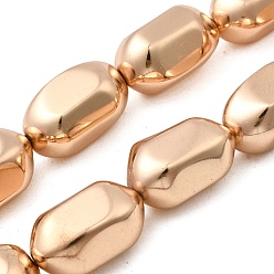 Светло-Золотое Покрытие Стеклянные бусины с гальваническим покрытием , овальные, граненые, свет позолоченные, 20x11~11.5 мм, отверстие : 1.2 мм, около 21 шт / нитка, 15.75'' (40 см)