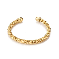 Real 18K Gold Plated Classic Rack Plating Brass Cuff Bangle, Long-Lasting Plated Mesh Chains Bangles, Cadmium Free & Lead Free, Real 18K Gold Plated, Inner Diameter: 2-1/8 inch(5.5cm)