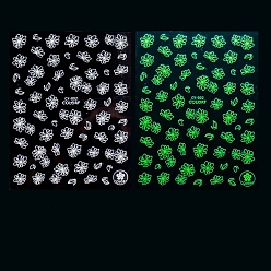 Flower Luminous Plastic Nail Art Stickers Decals, Self-adhesive, For Nail Tips Decorations, Halloween 3D Design, Glow in the Dark, Flower, 10x8cm