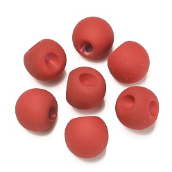 Rouge Indien Perles acryliques caoutchoutées, ronde, top foré, rouge indien, 18x18x18mm, Trou: 3mm
