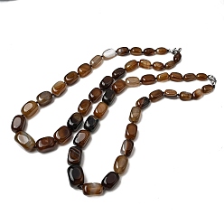 Коричневый Ожерелья из окрашенного натурального агата кубической формы, бусы разного размера, с застежками из сплава., платина, кофе, 20.08 дюйм (51 см)