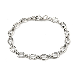 Stainless Steel Color 201 Stainless Steel Oval Link Chain Bracelets, Stainless Steel Color, 8-1/4 inch(21cm)