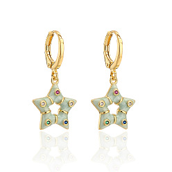 42007 Bohemian Style Geometric Earrings with Oil Drop Zirconia, 18K Gold Plated Copper for Women