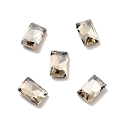 Satin K9 Glass Rhinestone Cabochons, Flat Back & Back Plated, Faceted, Rectangle, Satin, 6x4x2mm