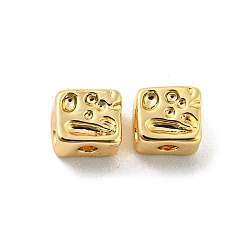 Real 18K Gold Plated Brass Beads, Square, Real 18K Gold Plated, 5x5x4mm, Hole: 1.4mm