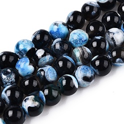 Васильковый Крашеные бусины из натурального огненного агата с треском, круглые, васильковый, 6 мм, отверстие : 1 мм, около 63 шт / нитка, 14.56 дюйм