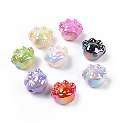 Mixed Color UV Plating Rainbow Iridescent Acrylic Beads, Cat's Paw Print, Mixed Color, 16.5x18.5x12.8mm, Hole: 3mm