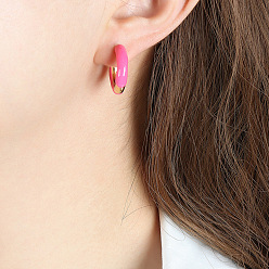 F746 - Rose Red Dripping Oil Earrings Boucles d'oreilles mignonnes et élégantes en forme de C avec différentes options de couleurs – ravissantes et féminines.
