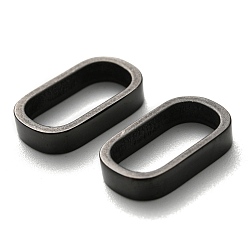 Black Ion Plating(IP) 201 Stainless Steel Slide Charms/Slider Beads, For Leather Cord Bracelets Making, Oval, Black, 2.9x14.7x8.5mm, Hole: 12.3x6.2mm