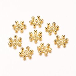 Golden Zinc Alloy Beads Spacers, with One Hole, Snowflake, Nickel Free, Golden, 8.5x2.5mm, Hole: 1.5mm