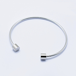 Stainless Steel Color Eco-Friendly 316 Surgical Stainless Steel Cuff Bangle Making, with Removable Column Beads, Long-Lasting Plated, Stainless Steel Color, 2-1/2 inch(63mm)