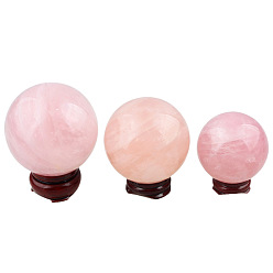 45mm-50mm Natural crystal ball pink quartz handicraft ornaments natural pink crystal ball home office desk with wooden base decoration