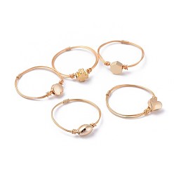 Real 18K Gold Plated Mixed Shapes Brass Rings, with Eco-Friendly Copper Wire, Real 18K Gold Plated, 18~19mm, 1~1.5mm