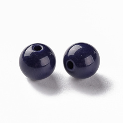 Prussian Blue Opaque Acrylic Beads, Round, Prussian Blue, 12x11mm, Hole: 1.8mm, about 566pcs/500g