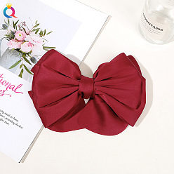 Ant Wrinkle Spring Clip - Wine Red Charming Oversized Bow Hair Clip with Elastic Spring for Elegant Updo Hairstyles