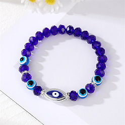Blue bead eye bracelet. Unique Pearl Bracelet with Devil Eye Charm and Fashionable Tassel Pendant