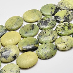 Serpentine Natural Serpentine Oval Beads Strands, 25x18x6.5mm, Hole: 1mm, about 16pcs/strand, 15.7 inch
