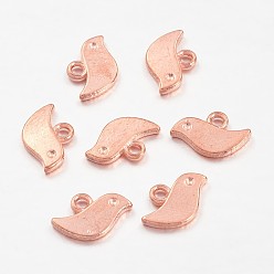 Rose Gold Tibetan Style Alloy Charms, Cadmium Free & Nickel Free & Lead Free, Bird, Rose Gold, 7x11x1mm, Hole: 1mm