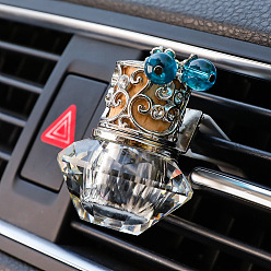 Cyan Glass Empty Refillable Perfume Bottles Car Air Vent Clips, Cute Automotive Interior Trim, Cyan, Packing: 6x6x6cm