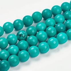 Howlite Natural Magnesite Beads Strands, Dyed & Heated, Round, 8mm, Hole: 1.5mm, about 49pcs/strand, 15.27 inch(38.8cm)