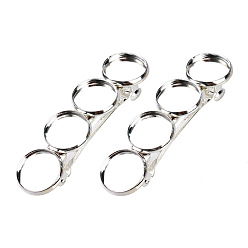 Silver Brass Hair Barrette Findings, with Alloy Flat Round Bezel Settings, Silver, Tray: 12mm, 5pcs/set