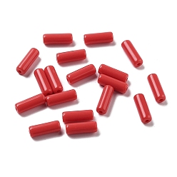 Crimson Opaque Acrylic Beads, Column, Crimson, 13.5x4.7mm, Hole: 1.4mm