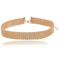 golden Sparkling Multi-layered Diamond Choker Necklace for Nightlife Glamour