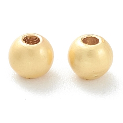 Real 18K Gold Plated Brass Beads, Long-Lasting Plated, Round, Matte Style, Real 18K Gold Plated, 6mm, Hole: 1.4mm