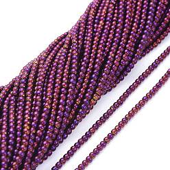 Purple Plated Electroplate Glass Beads Strands, Full Plated, Round, Purple Plated, 2.5mm, Hole: 0.7mm, about 177pcs/Strand, 14.09 inch(35.8cm)