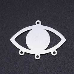 Stainless Steel Color 201 Stainless Steel Chandelier Component, Laser Cut, Eye, Stainless Steel Color, 22.5x31.5x1mm, Hole: 1.5mm