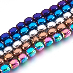 Mixed Color Electroplate Non-magnetic Synthetic Hematite Bead Strands, Polished, Cuboid, Mixed Color, 10~10.5x7~8mm, Hole: 1mm, about 39~40pcs/strand, 15.7 inch(40cm)