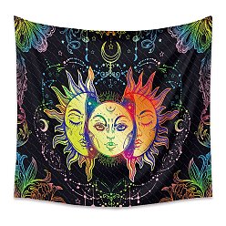 Colorful Polyester Tapestry Wall Hanging, Sun and Moon Psychedelic Wall Tapestry with Art Chakra Home Decorations for Bedroom Dorm Decor, Rectangle, Colorful, 1300x1500mm