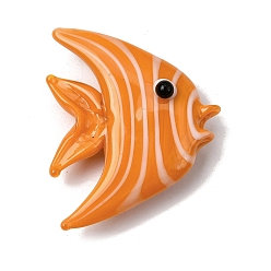 Orange Handmade Lampwork Fridge Magnet, Tropical Fish, Orange, 34.5x28.5x10.5mm