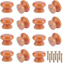 Brown Wood Drawer Knobs, for Home, Cabinet, Cupboard and Dresser, Brown, 33x25mm, Hole: 3mm, Screw: 23x7.5mm