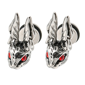 304 Stainless Steel with Rhinestone Stud Earrings, Rabbit