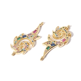 Brass Micro Pave Cubic Zirconia Links Connectors, Phoenix, Colorful