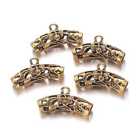 Hollow Tube Tibetan Style Alloy Tube Bails, Loop Bails, Long-Lasting Plated, 25x13x7mm, Hole: 2mm