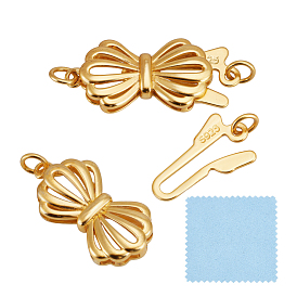 S925 застежки-коробочки из стерлингового серебра, бантом, с целью перехода в кольце, с полировкой из замши