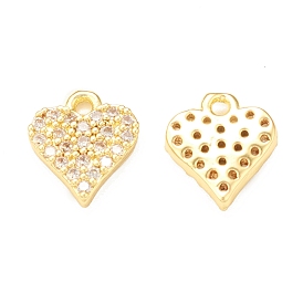 Brass Micro Pave Cubic Zirconia Charms, Heart Charm