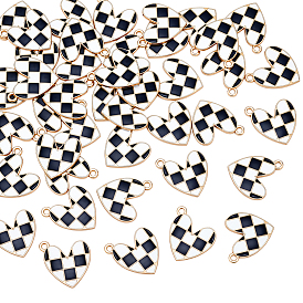 48 шт. Подвески из сплава эмали, подвески в виде сердца с узором «тартан»