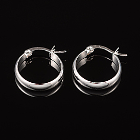 Ring 304 Stainless Steel Hoop Earrings, Hypoallergenic Earrings, 22x19x4mm, Pin: 1mm