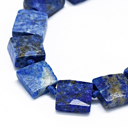 Natural Lapis Lazuli Beads Strands, Faceted, Square