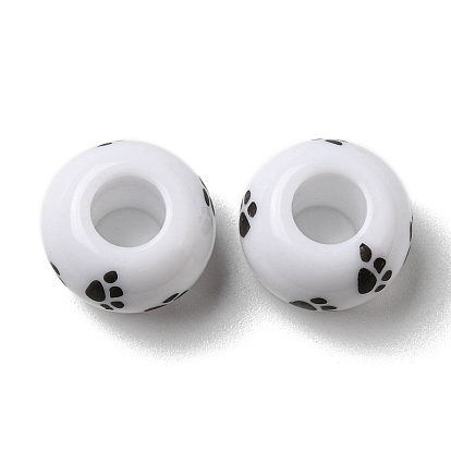Printed Opaque Acrylic Beads, Large Hole Beads, Round
